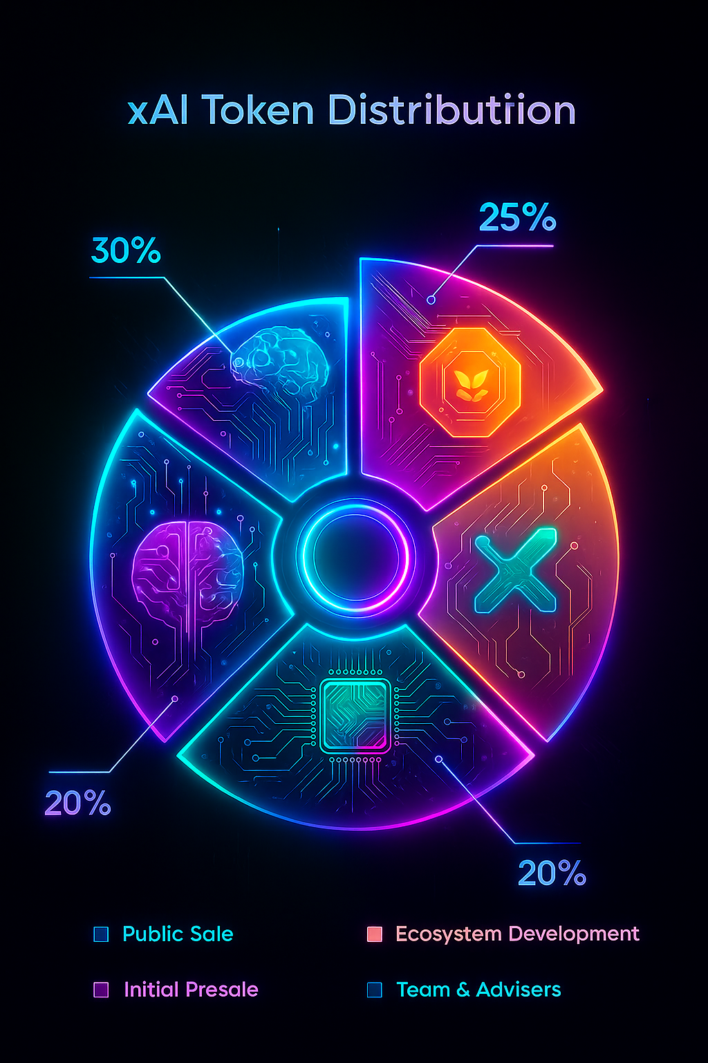 Pie chart of XAI55B token distribution